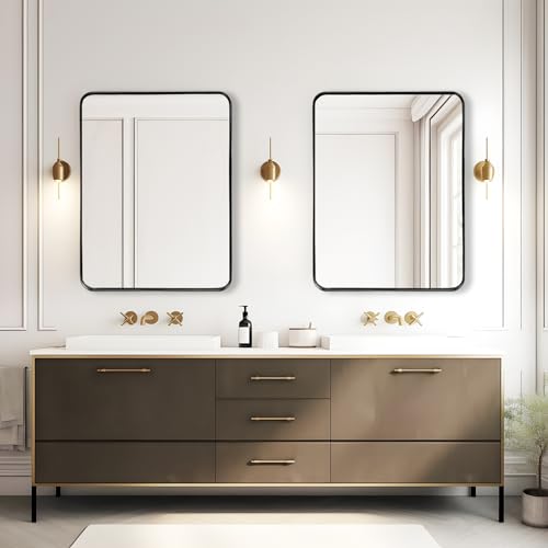 Fabuday Large Black Bathroom Mirror 40X30 Inch - Rectangular Framed Mirrors For Wall, Black Metal Mirror Wall Mounted For Bathroom thumb #5