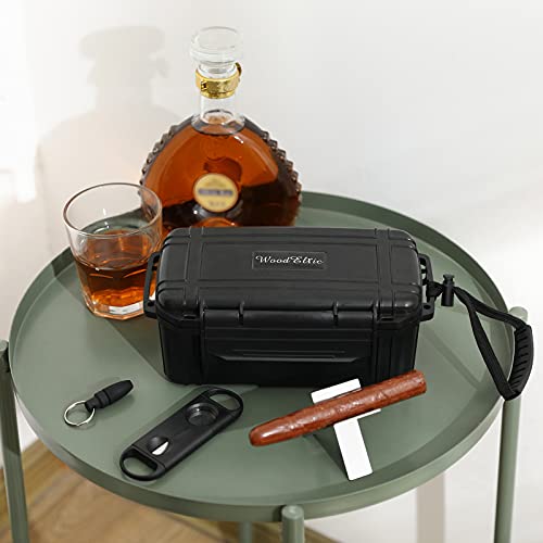Woodelric Travel Cigar Humidor Box Case With Cigar Accessories & Spanish Cedar & Humidifier & Cigar Cutter & Cigar Stand Hold 10-15 Count -Cigar Waterproof Case, Crushproof, Airtight Seal Portable… #TOP4