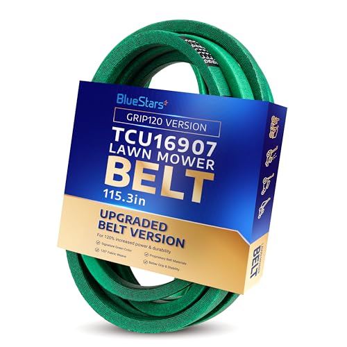 Image of [Upgraded Grip120] BlueStars TCU16907 Mower Drive Belt | 5 /8 inch x 115.3 inch | Drive Belt for John Deere ZTrak 737 757 Zero Turn Mowers, Heavy Duty Traction Drive V-Belt Replacement