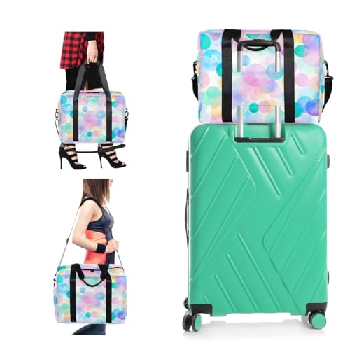 Watercolor Travel Duffel Bag for Men Women Colorful Round Sports Gym Bag Waterproof Weekender Overnight Bags Foldable Carry on Backpack for Swim Yoga Fitness Workout4