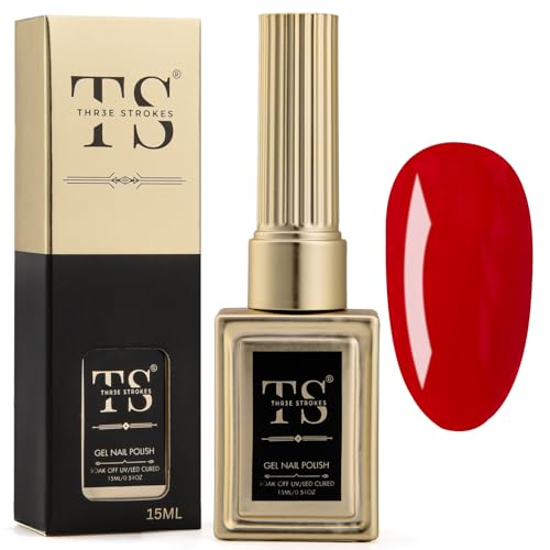 Image of THR3E STROKES Professional UV Gel Nail Polish, HEMA-FREE Lasts Upto 21 Days, Super Glossy Finish, Non-Chipping, Non-Smudging, Quick Drying Nail Polish,15 ml (45, 15ML)