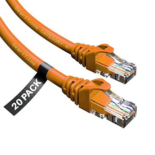 GearIT Cat6 Cable 3 ft (20-Pack) - Cat6 Ethernet Cable, Cat 6 Ethernet Cable, Cat6 Patch Cable, Cat 6 Patch Cable, Cat 6 Cable, Network Cable, Internet Cable - Orange 3 Feet