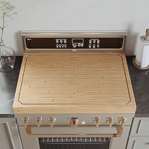 Bamboo Stove Top Covers with Built-in Handles, Multifunctional Stove Top Cover Board for Gas Stove and Electric – 30″L x 22″W x 2.5″Th Stove Covers