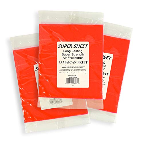 Image of Super Sheet Large (8 inchx7 inch) Under Seat Car Air Freshener, 3-PACK (Jamaican Fruit)
