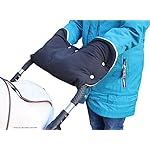 ByBoom - Handwärmer, Muff mit Fleece Innenseite, Universalgröße für Kinderwagen, Buggy, Radanhänger, Farbe:Schwarz/Grau