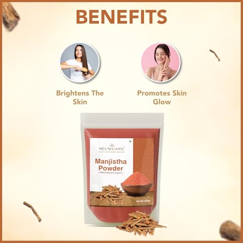 Image of Organic Manjistha Powder (100gm) | Ayurvedic Herb for Skin Brightening, Pigmentation & Detox | Face Pack & Hair Growth Support | Pure Rubia Cordifolia Powder