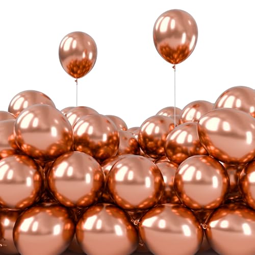 Image of PartyWoo Metallic Rose Gold Balloons, 50 pcs 5 Inch Rose Gold Metallic Balloons, Rose Gold Balloons for Balloon Garland or Arch as Bachelorette Party Decorations, Wedding Decorations, Rose Gold-G107