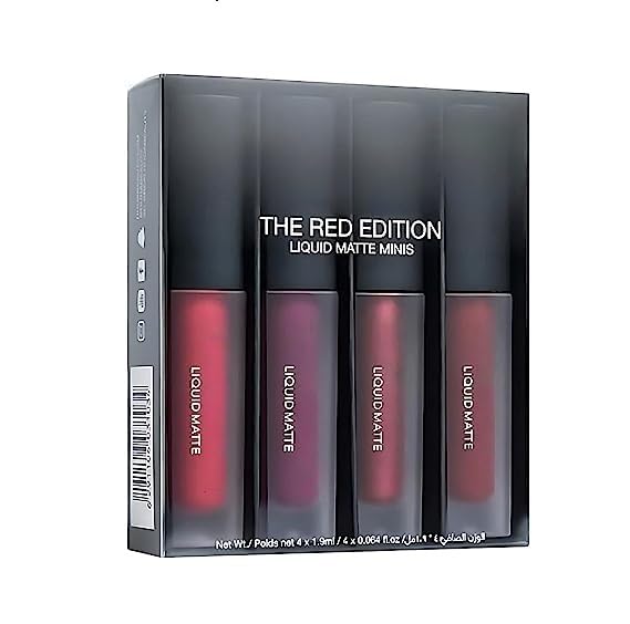 UX-Imported Matte Mini Liquid Lipsticks for Women, Set of 4, Smudge and Waterproof Non-Transfer Lipstick (Red Swiss Edition)