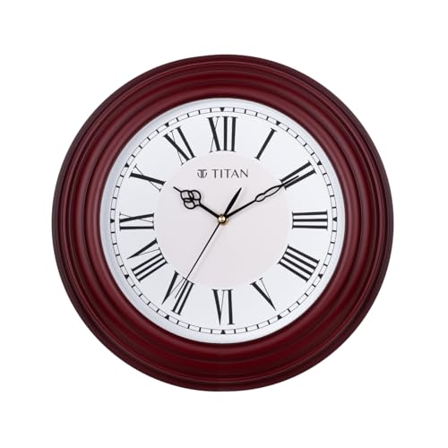 Image of Titan Roman Heritage Wall Clock with Roman Numerals & Multi-Layered Case, Silent Sweep, Model W0120PA01 | 40 cm x 40 cm x 5 cm