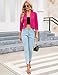 KOJOOIN Womens Casual Cropped Blazer 3/4 Sleeve Collarless Open Front Ruffle Work Office Cardigan Suit Jacket Shrug Large, Rosered