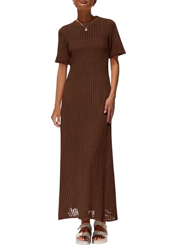 Image of PRETTYGARDEN Womens Eyelet Crochet Maxi 2 Piece Dress Sets