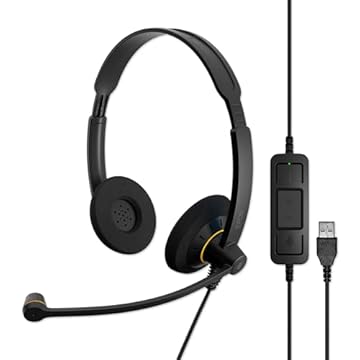 Sennheiser Consumer Audio SC 60 USB ML (504547) - Fone de ouvido de dupla face | Para Skype for Business | com som HD, microfone com cancelamento de ruído e conector USB (preto)