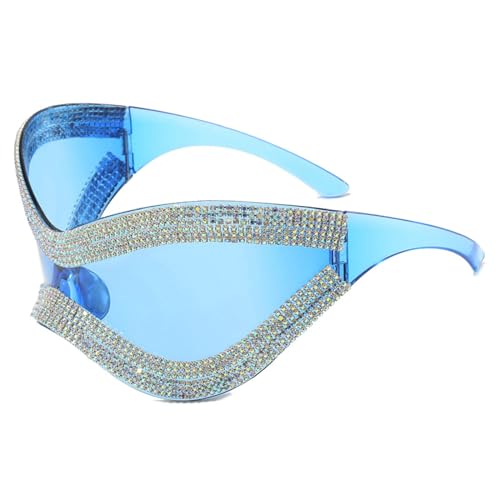 Oversized Fashion Rhinestone Sunglasses for Women Sparkling Diamond Wrap Around Cat Eye Sun Glasses Ladies Y2k Shades