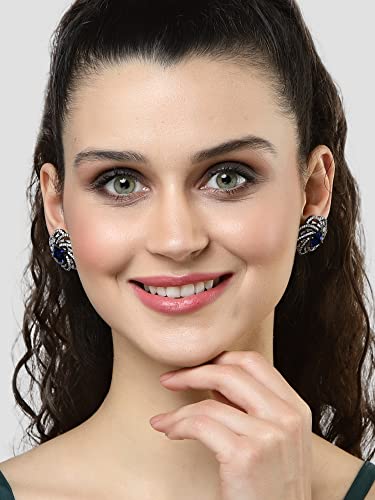 Image of Karatcart Women Green American Diamond Stud Earrings