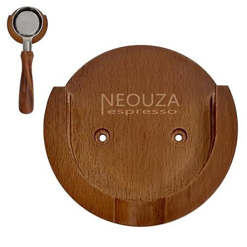 NEOUZA Soporte de pared para portafiltro de café, accesorios de madera para espresso, colgador de pared para 51/54/58 mm, fácil de instalar (51/54 mm)