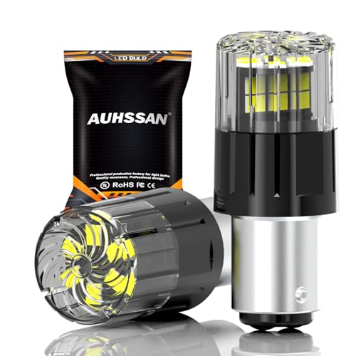 AUHSSAN 1157 BAY15D P21/5W Bombilla LED, 6000K Blanco Súper Brillante 12V-24V para la Luz Marcha Atrás, Bombilla de Señal de Giro, Luces de Aparcamiento, Luz de Cola/Freno, Luces Diurnas (2Piezas)