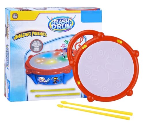 Image of Goyal's Flash Drum Toy with Flash Light & Musical Sound Instrument|3 X AA Battery Operated (Not Included)| Learning & Educational Baby Toy|Birthday Gift for Kids 3 Years