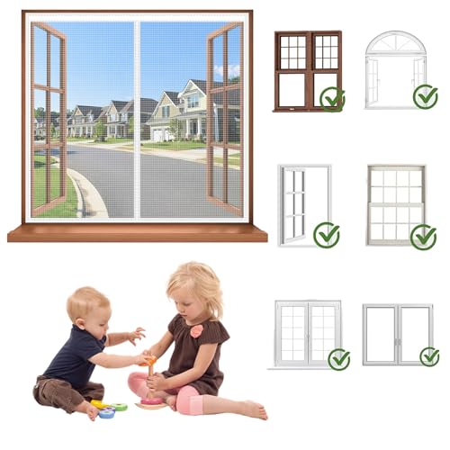 Anti moustique fenetre blanc 110x160cm avec fixation stable par bande magnetique - 3