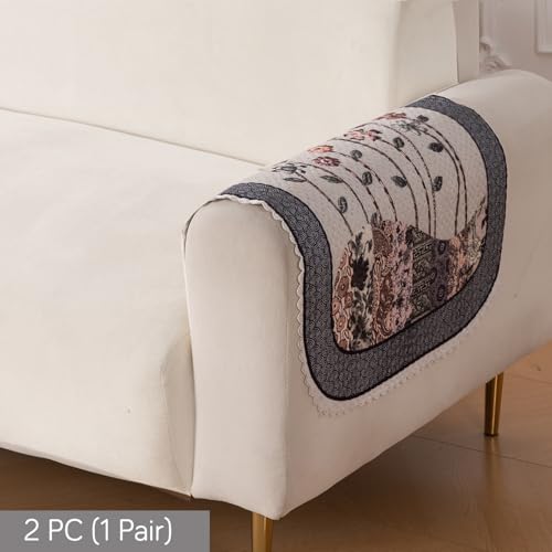 Image of HOKIPO HeavenHue Fleece Backed Sofa Armrest Cover 2 Pc, Mystic Wings