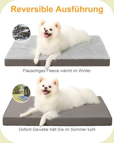 KSIIA Orthopädisches Hundebett Kleine Hunde, Hundekissen Waschbar 60x45cm, Hundebetten mit Abnehmbarer Deckel, Hundematte Doppelseitig Wendbare, Grau