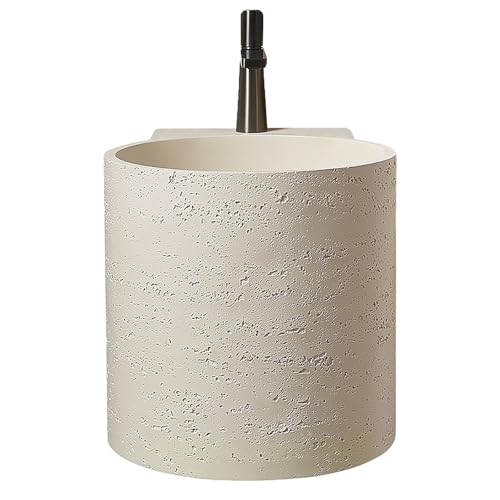 DFGHNBVC Lavabo Mural De Piedra Artificial con Orificio para Grifo, Lavabo De Baño Independiente De Superficie Sólida, Ideal para Baños Pequeños Y Aseos, Diseño Elegante.