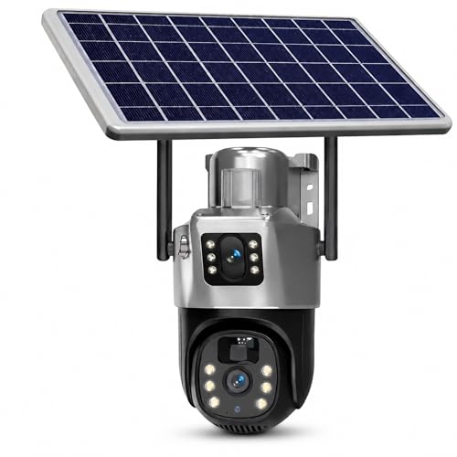 Image of VIE Solar CCTV Camera Outdoor Dual Lens 360 Degree PTZ | CCTV Camera with sim Card 4G | Solar Camera Outdoor Waterproof | CC Camera Colour | Night Vision| Motion Detection Two-Way Audio