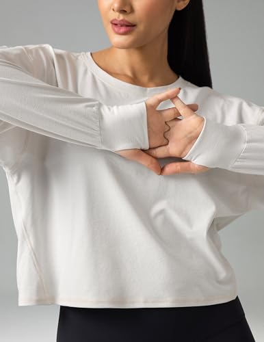 Colorfulkoala Long Sleeve Shirts for Women Oversized Crew Neck Tops Casual Workout Fashion T-Shirts2