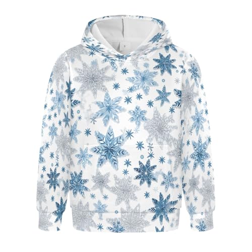 Kids Hoodies Sweaters Christmas Xmas Snowflake Hooded Sweatshirts with Big Pockets for Boys Girls B0400385