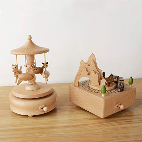 Wooden Music Box Valentine's Day Birthday Gift Travel Gift,Smart Toy Present For Lover Friends And Children Souvenir-Plays Castle In The Sky Song #TOP7