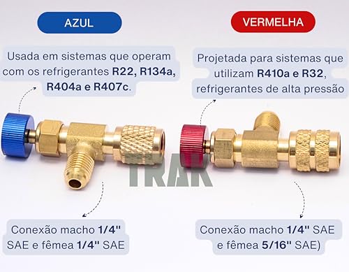 Válvulas Acionadoras Schrader TRAKAR para Sistemas de Refrigeração e Ar Condicionado, 1/4