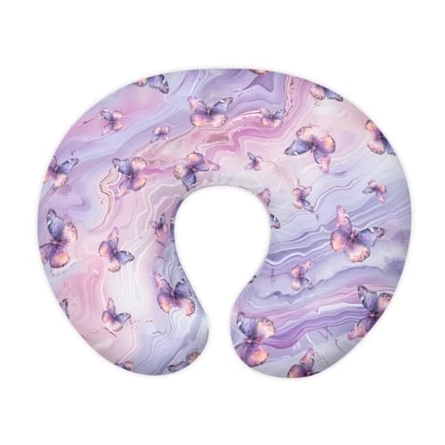 Zanxiantu Purple Marble Butterfly Nursing Pillow Covers for Baby Boys Soft Comfortable Nursing Pillow Slipcover for Breastfeeding Girls Pillow Covers Feeding Position Support