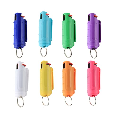8-Pack MAGIUSA Pepper Spray Self Defense Kit for Women–Maximum Strength OC Spray Quick Release Keychain Compact & Portable for Personal Safety Ideal for Walking Jogging Travel & Self Defense Gift