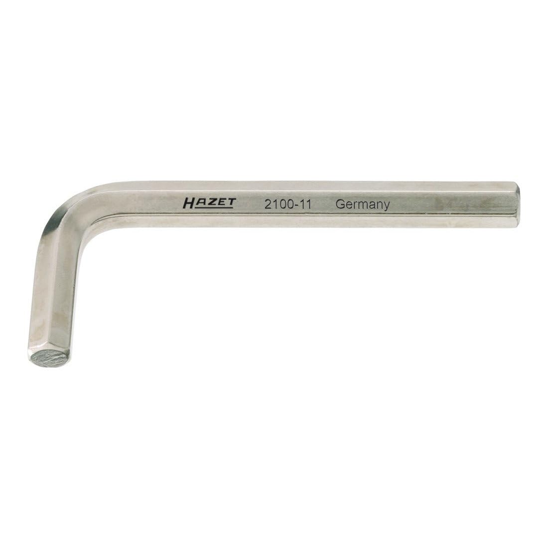 HAZET Llave hexagonal en L 2100-12, Ancho de llave: 12 mm, Superficie: niquelada, Salida: perfil hexagonal interior, especialmente adecuada para uniones atornilladas de difícil acceso | Perfil hexagonal interior, cromo vanadio, niquelado, DIN ISO 2936, SW 12 mm, longitud l1 137 mm, longitud l2 57 mm, 159 g