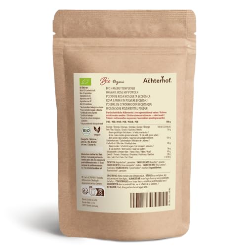 Foto von Hagebuttenpulver Bio 500g | ganze Hagebutte gemahlen | fruchtiges, süß-würziges Aroma | 100% Bio Hagebutten Pulver in Rohkostqualität | vom Achterhof