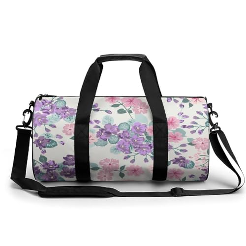 Sac de sport rose et violette 45x23x23cm compact pour le gym et weekend