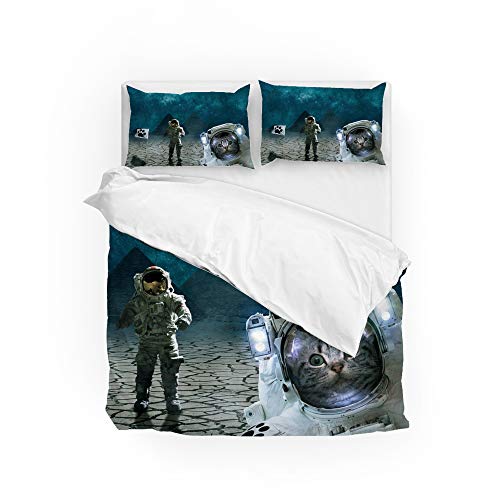 Housse de couette chat astronaute simple en polyester de qualité