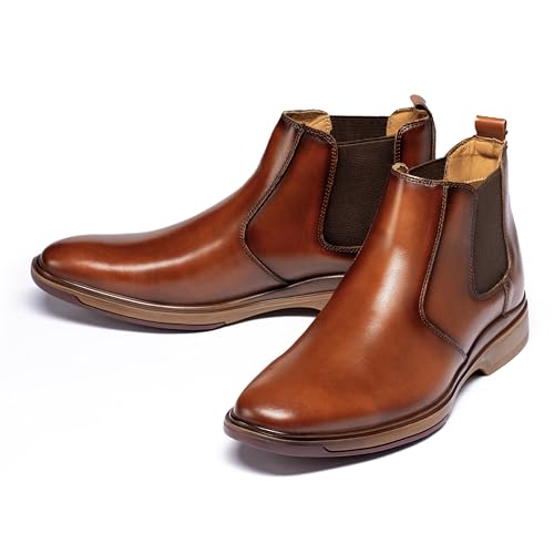 ArcBrothers Men's Chelsea Dress Boots Comfortable Leather Slip On Ankle Boots For Casual & Formal Occasions3