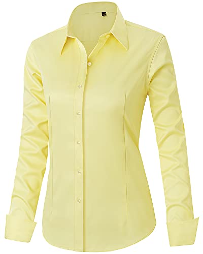 Image of J.VER Womens Dress Shirts Long Sleeve Button Down Shirt Wrinkle-Free Business Casual Blouse Office Work Tops