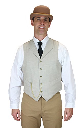 Historical Emporium Men's Linen Dress Vest, Victorian Edwardian Tuxedo Dress DeWitt Waistcoat