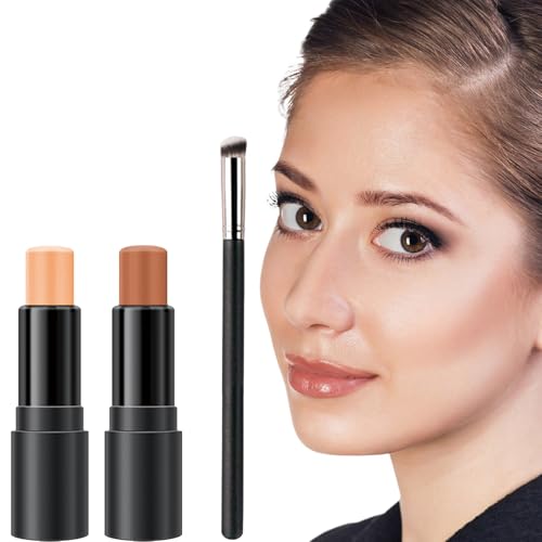 Contorno MaquillajeSet of 2 Contouring and Highlighter with BrushIluminador Bronceador Maquillaje Make-up Kit for Beginners