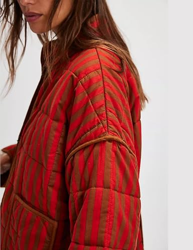 Womens Cropped Floral Puffer Jacket Lightweight Open Front Long Sleeve Padded Quilted Coat with Pockets3