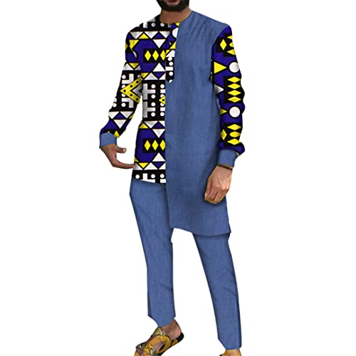 Ensemble traditionnel africain homme manches longues pantalon coton