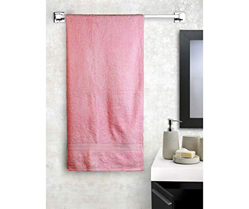 Image of Global Home 100% Cotton Bath Towel II 500 GSM II Pink II 140 X 70 cm - 2pc Set for Gym, Kitchen, Home, Bathroom or Spa, Wash Basin, Hotel