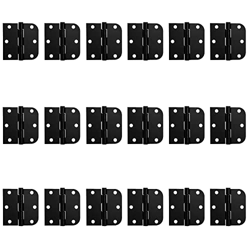 Zion 3 inches Matte Black Interior Door Hinges Heavy Duty Hinges Round to Square Hinges 3 Inch Door Hinge Hardware 3" Black - 18 Pack