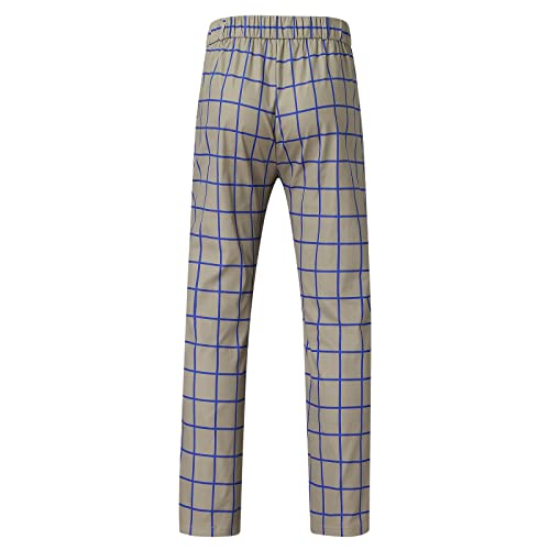 Mens Fashion Plaid Dress Pencil Pants Slim Fit Stretch Flat-Front Business Suit Pants Business Work Chinos Golf Pant4