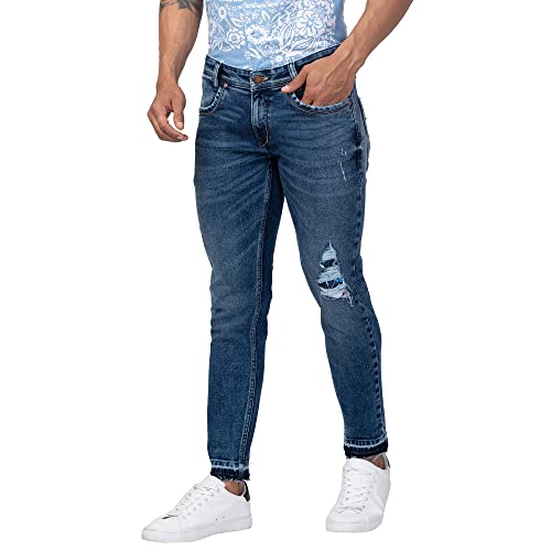 Image of Spykar Men's Kano Slim Fit Mid-Rise Jeans (Ankle Length)