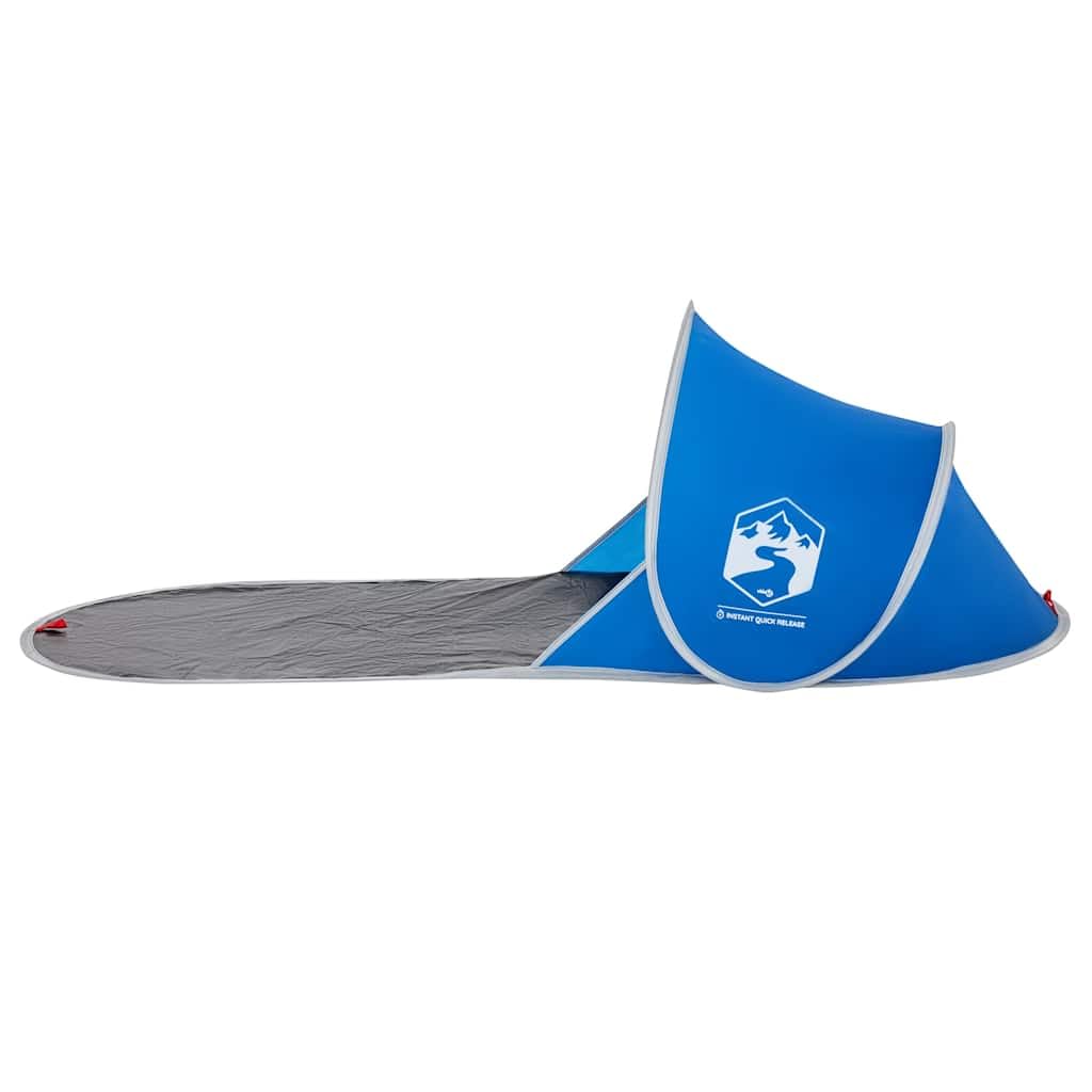 Tenda da spiaggia pop-up azzurro pieghevole e impermeabile in poliestere con rivestimento in poliuretano leggero e portatile