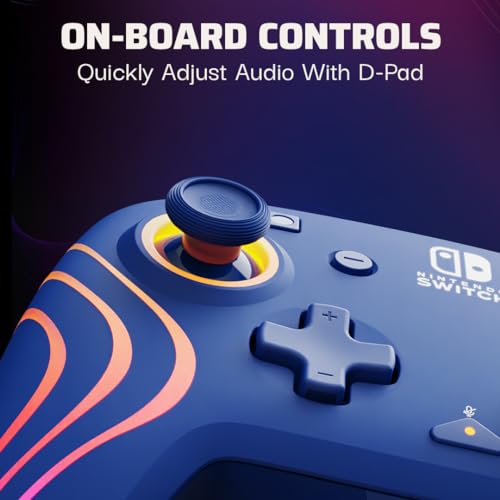 Image of PDP Afterglow Wave Wired RGB Gaming Controller for Nintendo Switch 2, Lite | Also works with Switch OLED, RGB LED Lighting, 2 Mappable Back Buttons, Audio Controls, Headset Jack, Motion Controls, Blue