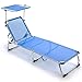 BAKAJI Lettino Prendisole con Tettuccio Parasole Brandina in Alluminio Pieghevole Sdraio Mare Spiaggia Giardino Salvaspazio (Blu)