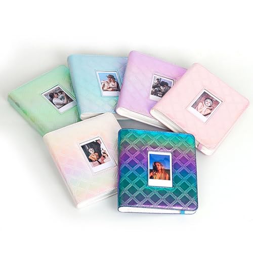 Photo Album 36 Pages | 288 & 1 Compartments PU Leather Cover | Shielded PVC Lining for 3in Photos/Cards/Tickets | Lightweight & Tough Memory Keeper (Colorful Green)